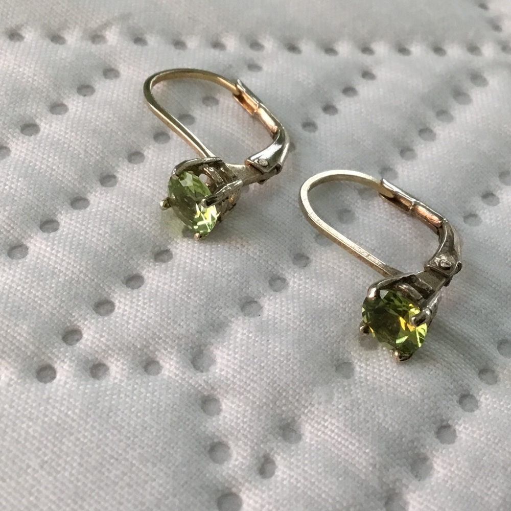 Vintage Robert Seemann 925 RSE Peridot Green Leverback Earrings